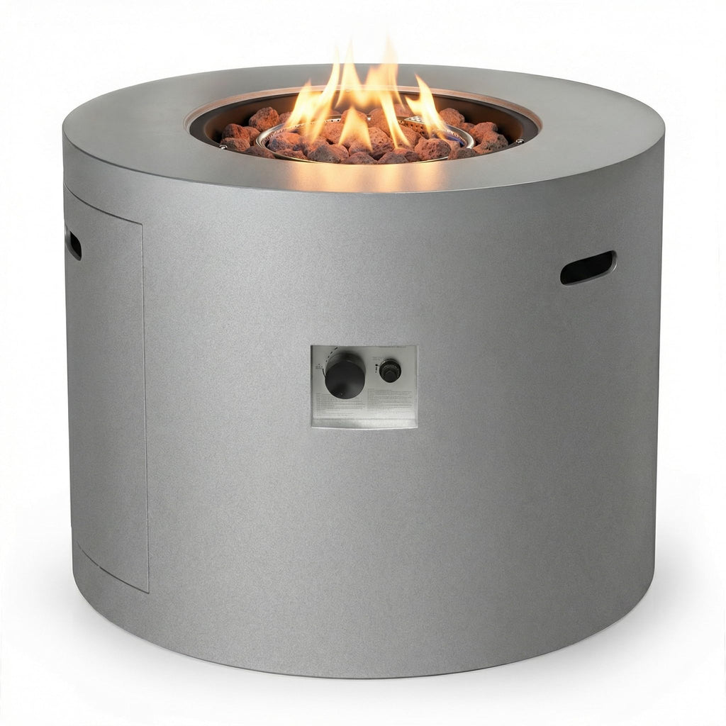Loren 32-Inch Round Propane Fire Pit Table, Alloy Steel Outdoor Fire Pit with 50, 000 BTUs, Includes a Burner lid