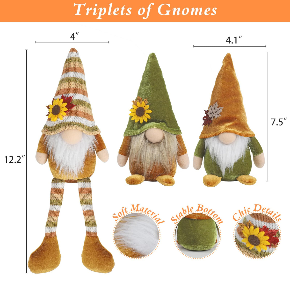 3PCS Plush for Thanksgiving Decorations, Tiered Tray Decor