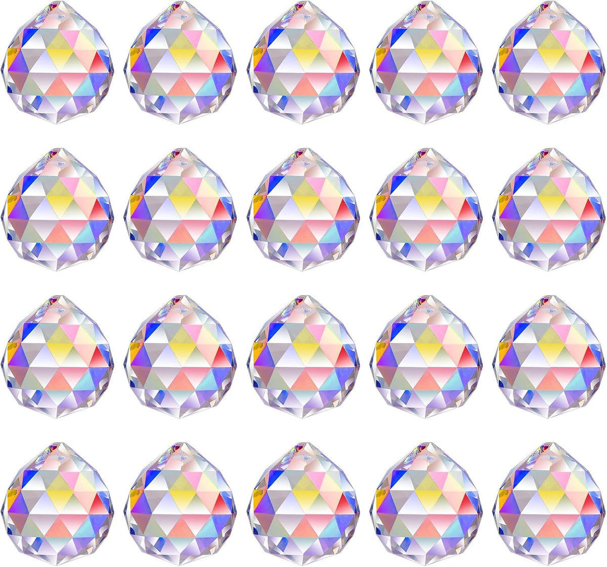 Crystal Sun Catcher Suncatcher Prism Ball AB-Coated - 20 Pack, 1.18"/30mm, Rainbow Pendant Maker, Crystal Beads