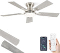 42" Nickel Flush Mount Ceiling Fan with Light & Remote