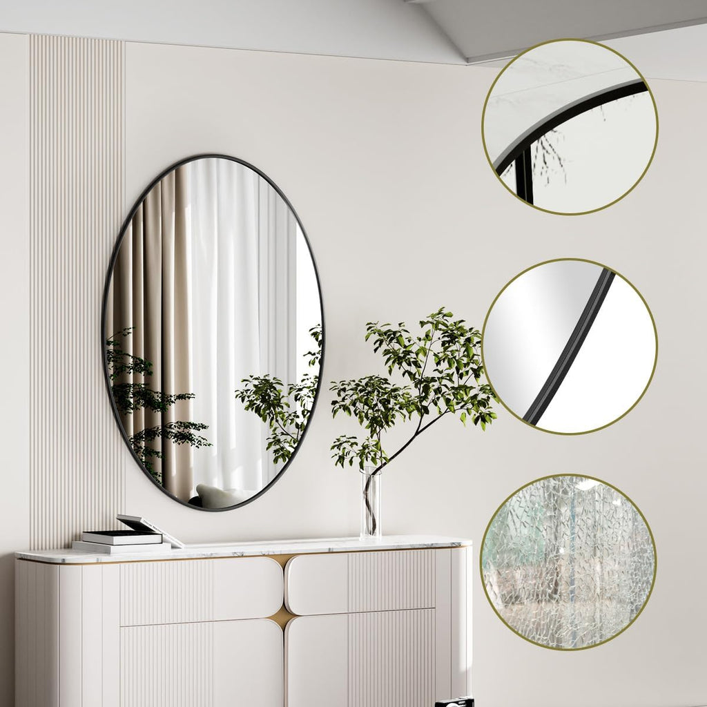 Black Oval Bathroom Mirror, 20"x28" Oval Mirror for Wall
