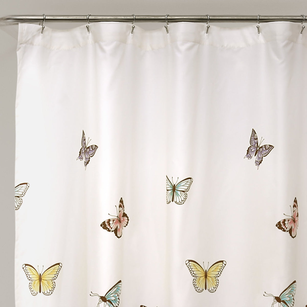 Flutter Butterfly 72" W x 72" L Pink - Fabric Shower Curtains - Ruffle Bathroom Curtain - Pink Decor