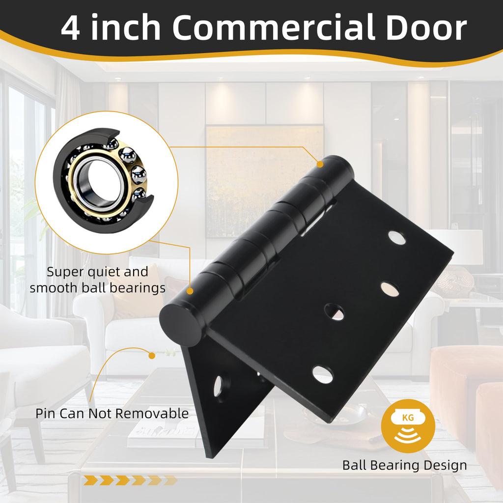 18-Pack 4 inch X 4 inch Black Door Hinge Heavy Duty for Door