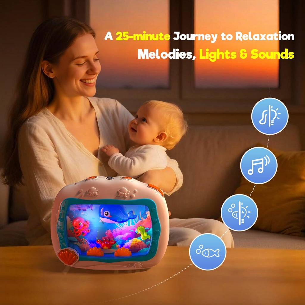 Toys, Sleep Soother Aquarium Musical Infant Toy, Tummy Time Toys & Crib Toy, Sea Animal Sensory Dream Soother for