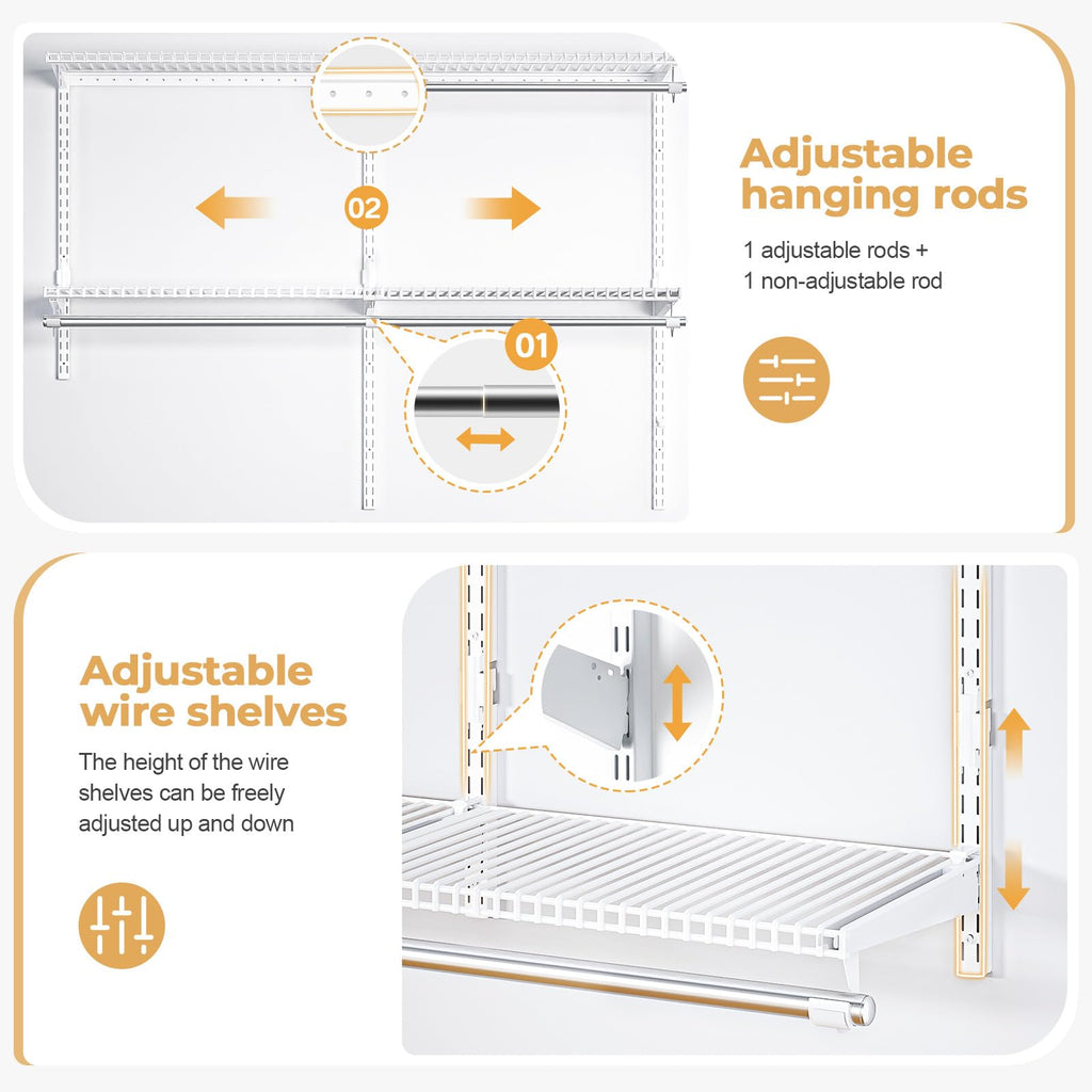 Sturdy Closet Organizer System: 4.4 Ft. Custom Metal Wire Shelving