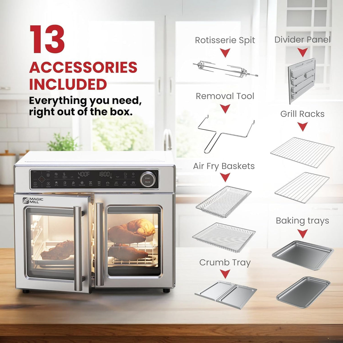 Ultra-Premium Air Fryer Toaster Oven Combo With Independent Dual-Zone Technology, Extra Large 32QT French Door