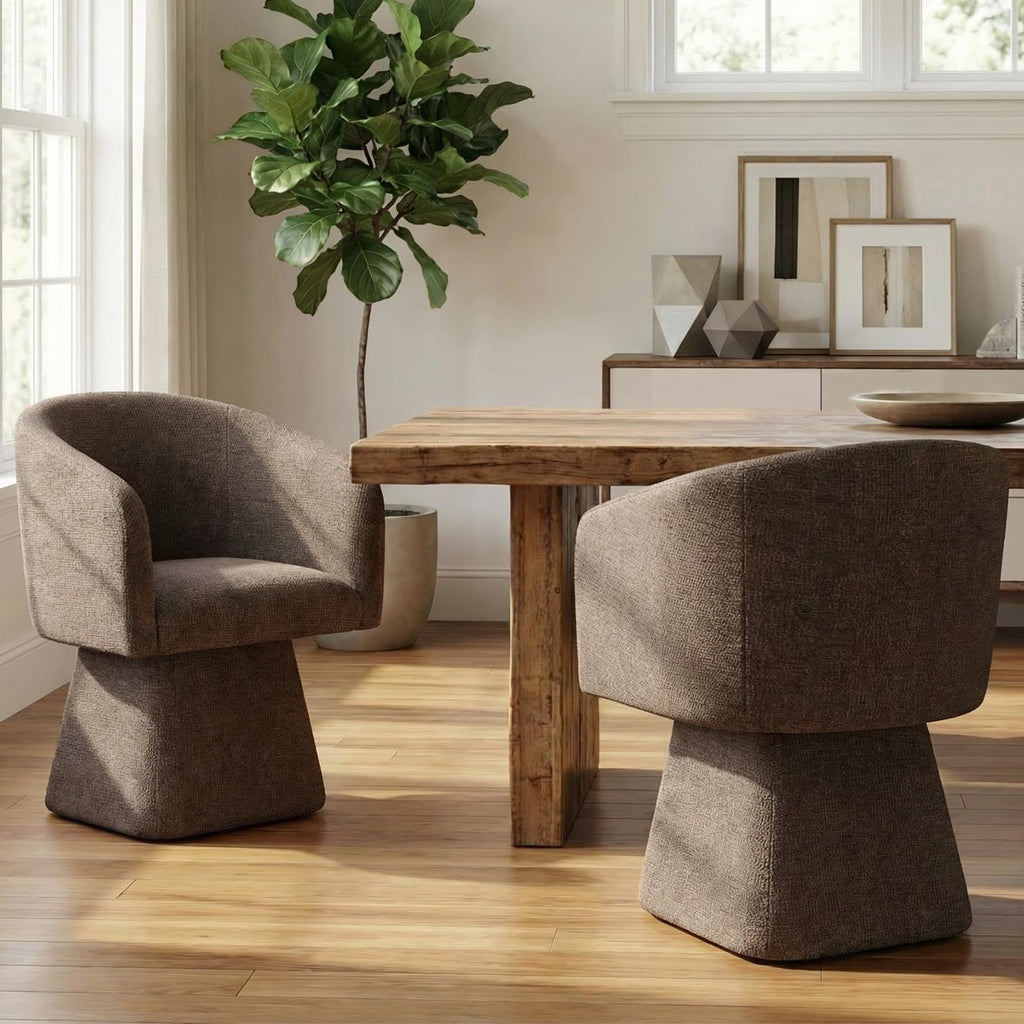 Upholstered Swivel Set of 2 with Barrel Back and Arm
