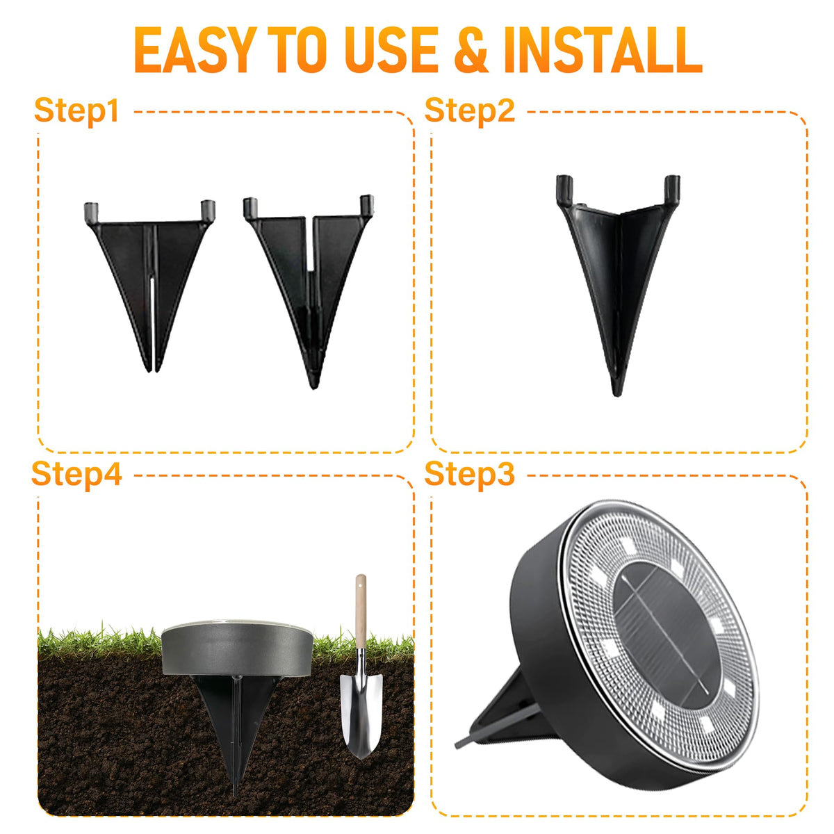 Solar Ground Lights 8 Pack, IP68 Waterproof Solar In-Ground Light for Outdoor, Flat Landscape Lighting, Garden Disc