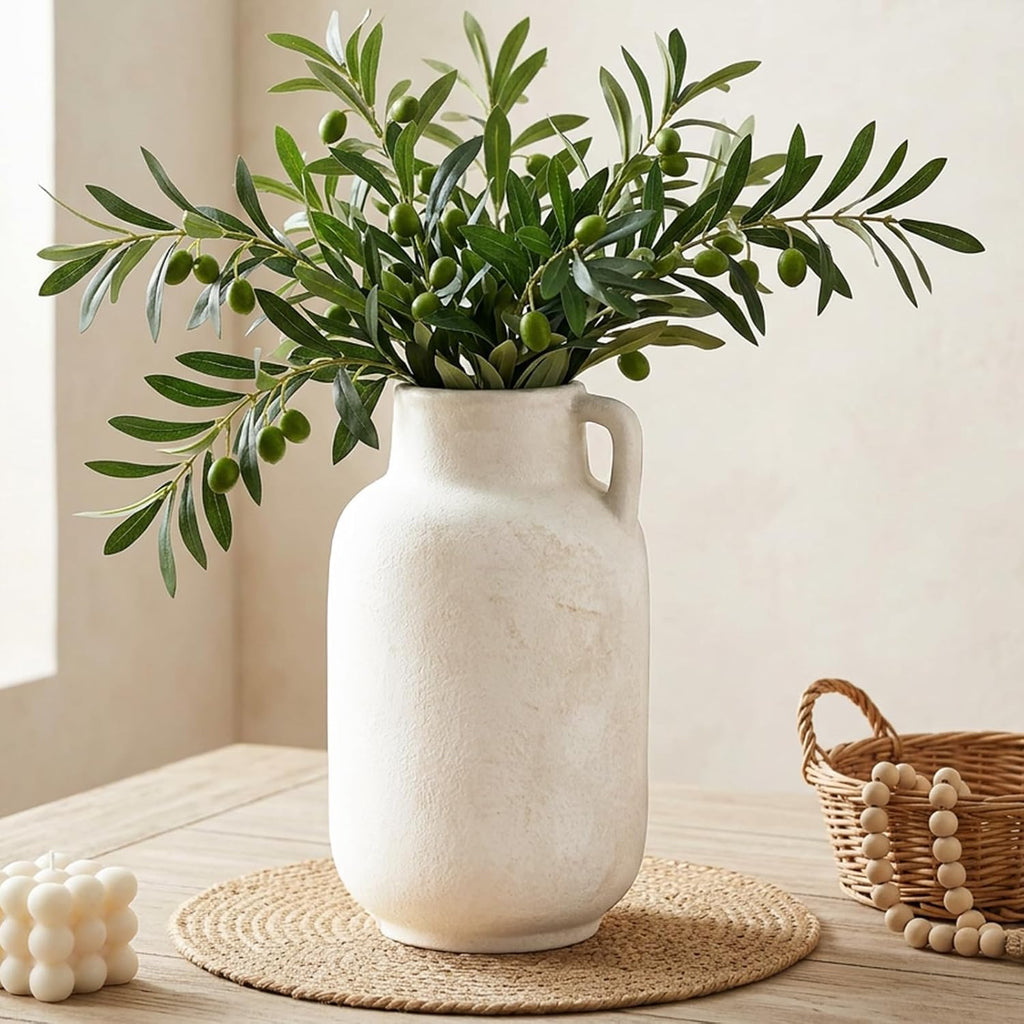 Ceramic Flower Vase, 9.3in Farmhouse Table Rustic Vases, Small Flower Terracotta Vases Decor, Living Room, Table