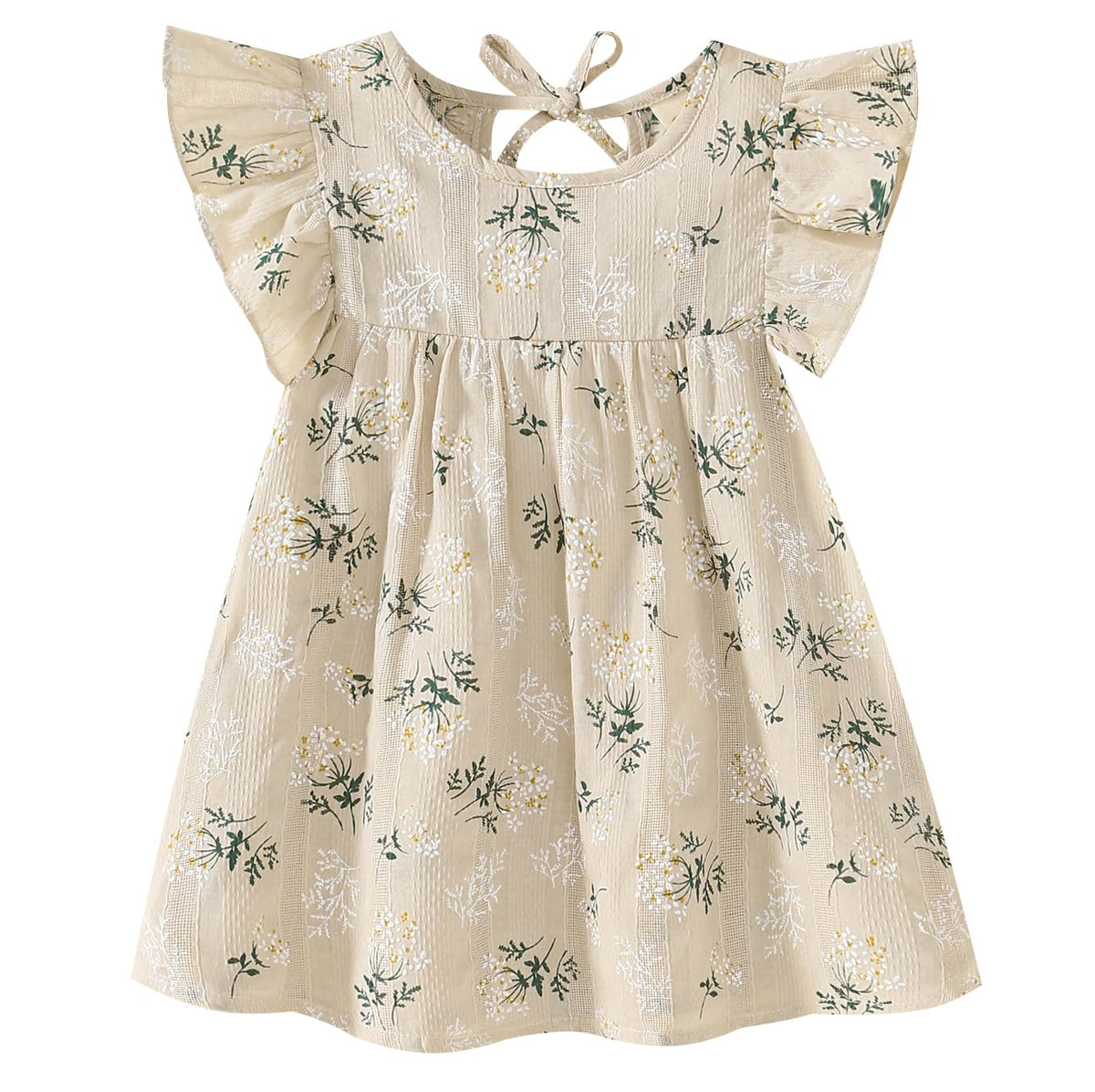Toddler Baby Girl Dress Summer Cotton Linen Ruffle Halter Sleeveless Kids Casual Beach Party Dresses