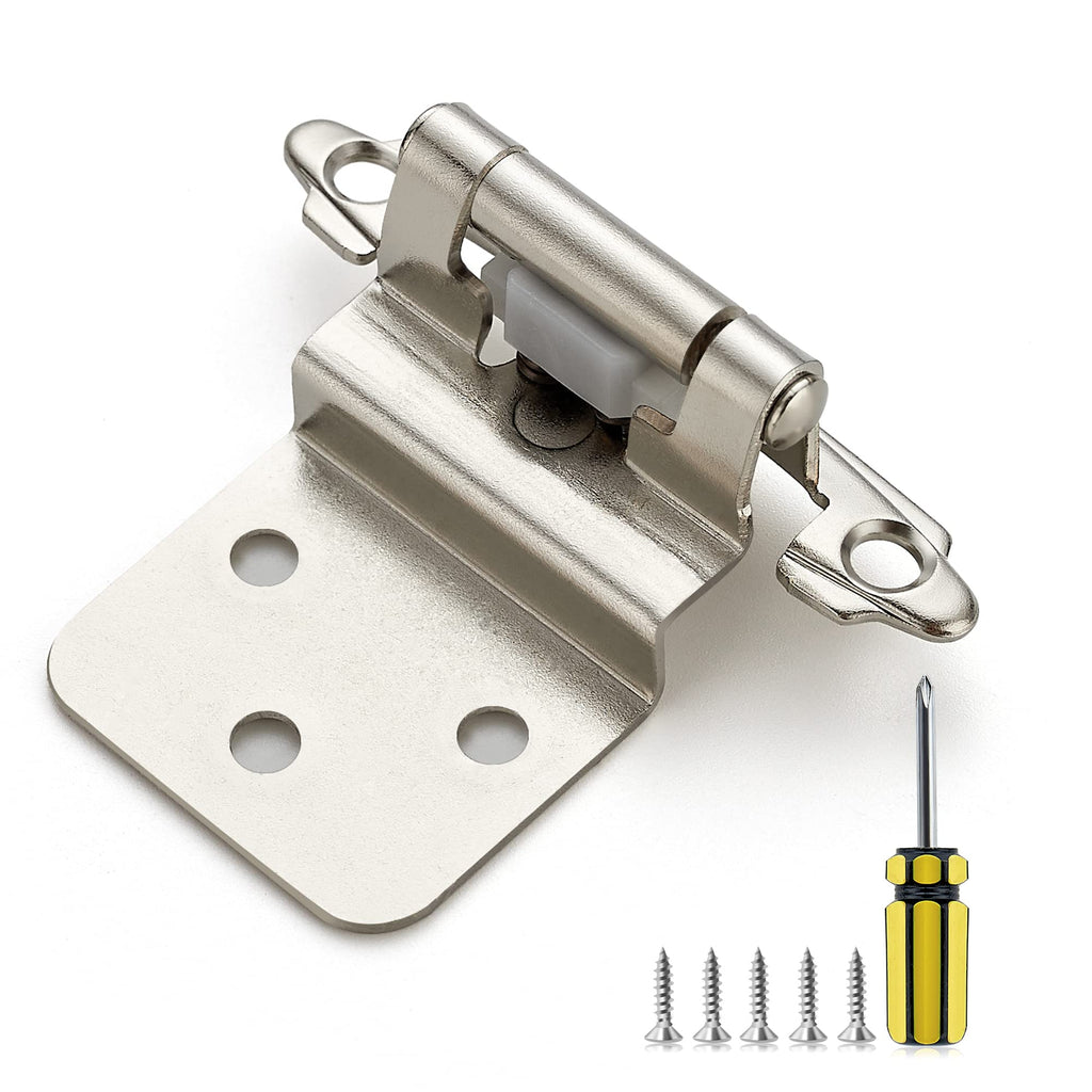 Satin Nickel Kitchen Cabinet Hinges, 3/8" Inset, 10 Pack