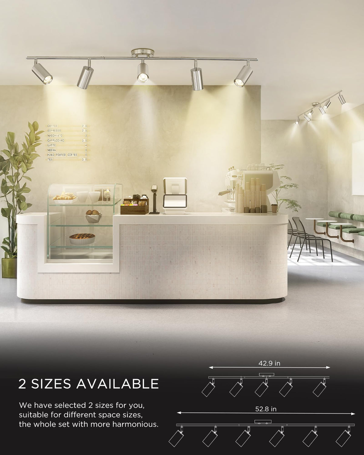3000K LED Track Lighting, 53" Modern Track Lighting Kit, Come with Bulbs, Brushed Nickel Finish, GU10 Base