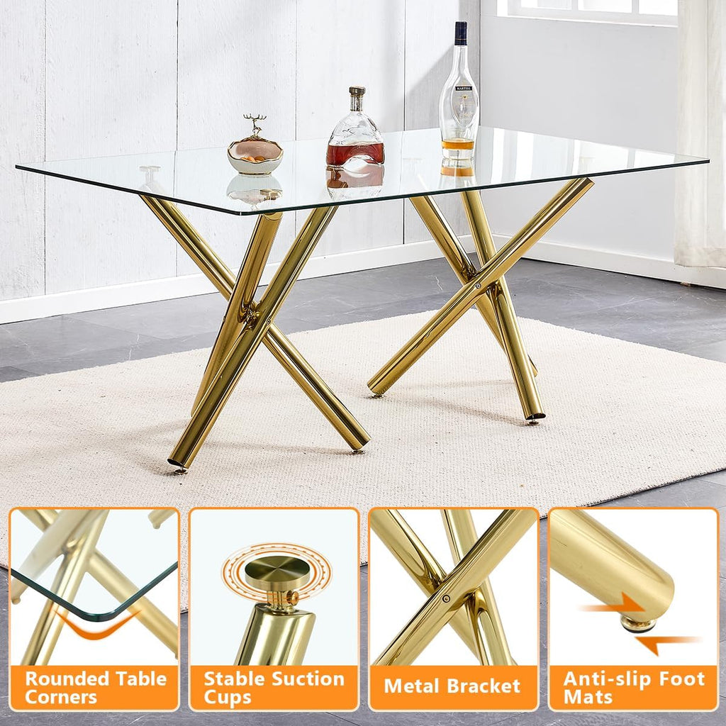 71" Glass Dining Table Set for 8, Dining Set Table and 8 Chairs