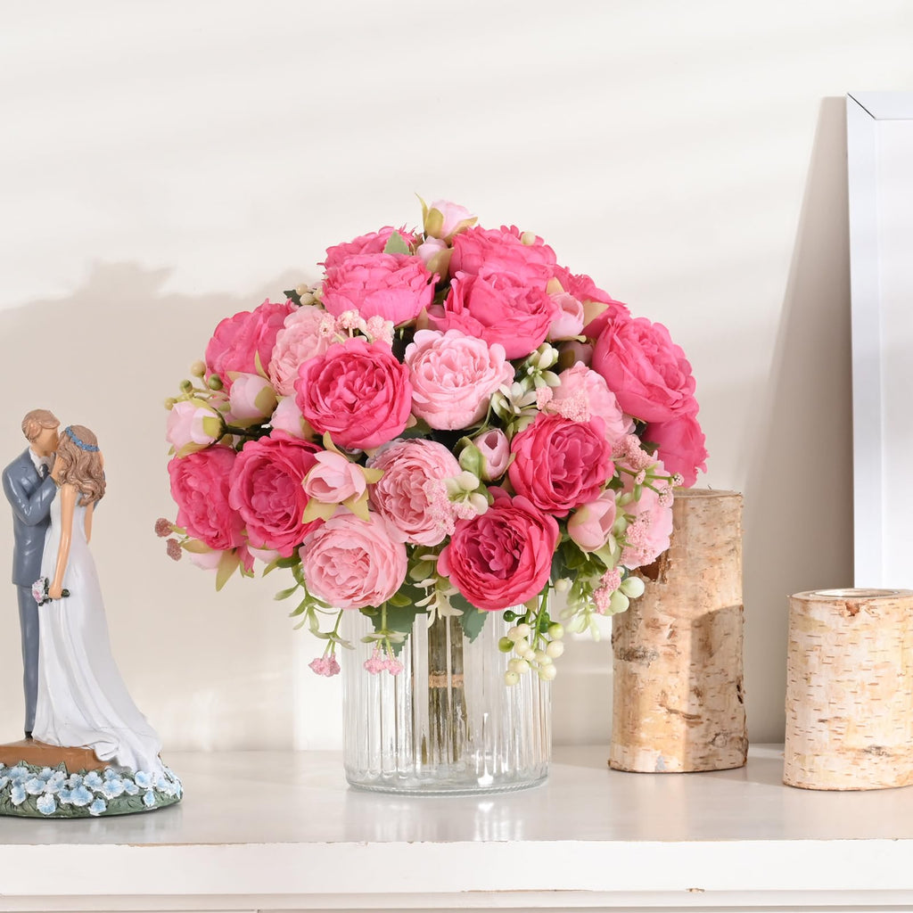 4 Packs Peonies Artificial Flowers, Mixed Pink Artificial Peonies, Silk Peonies Flowers Fake Peonies Artificial