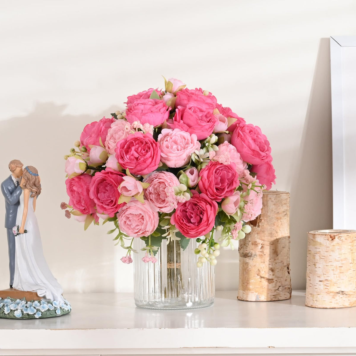 4 Packs Peonies Artificial Flowers, Mixed Pink Artificial Peonies, Silk Peonies Flowers Fake Peonies Artificial