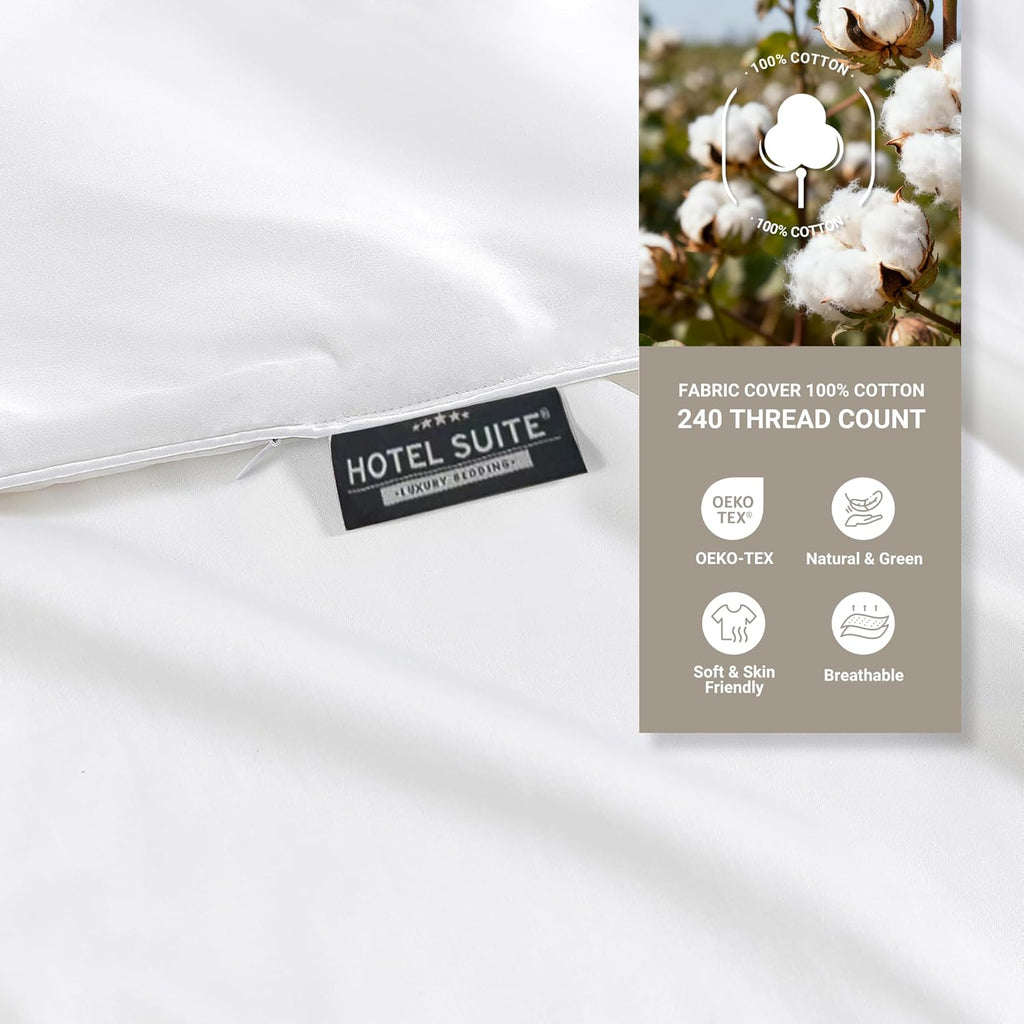 Feather Down Comforter, Natural Fluffy Duvet Insert, Luxurious Hotel Collection Quilts, All Season Bedding Comforter