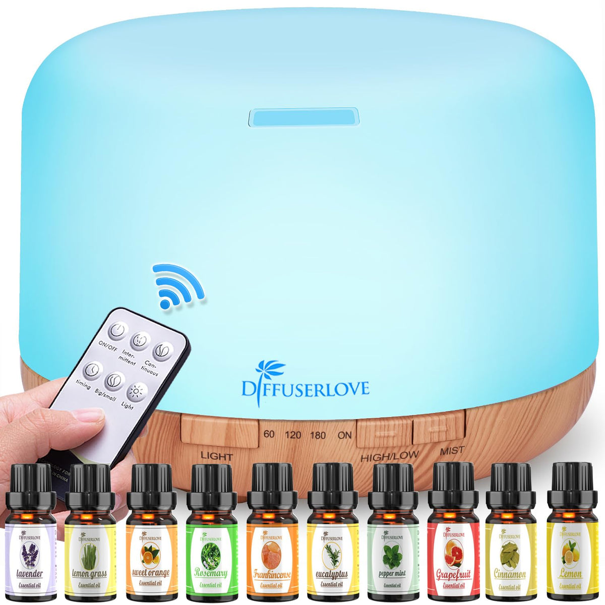 Diffuser Essential Oil Diffusers Remote Control Aroma Diffuser Cool Mist Aromatherapy Diffuser with Mute
