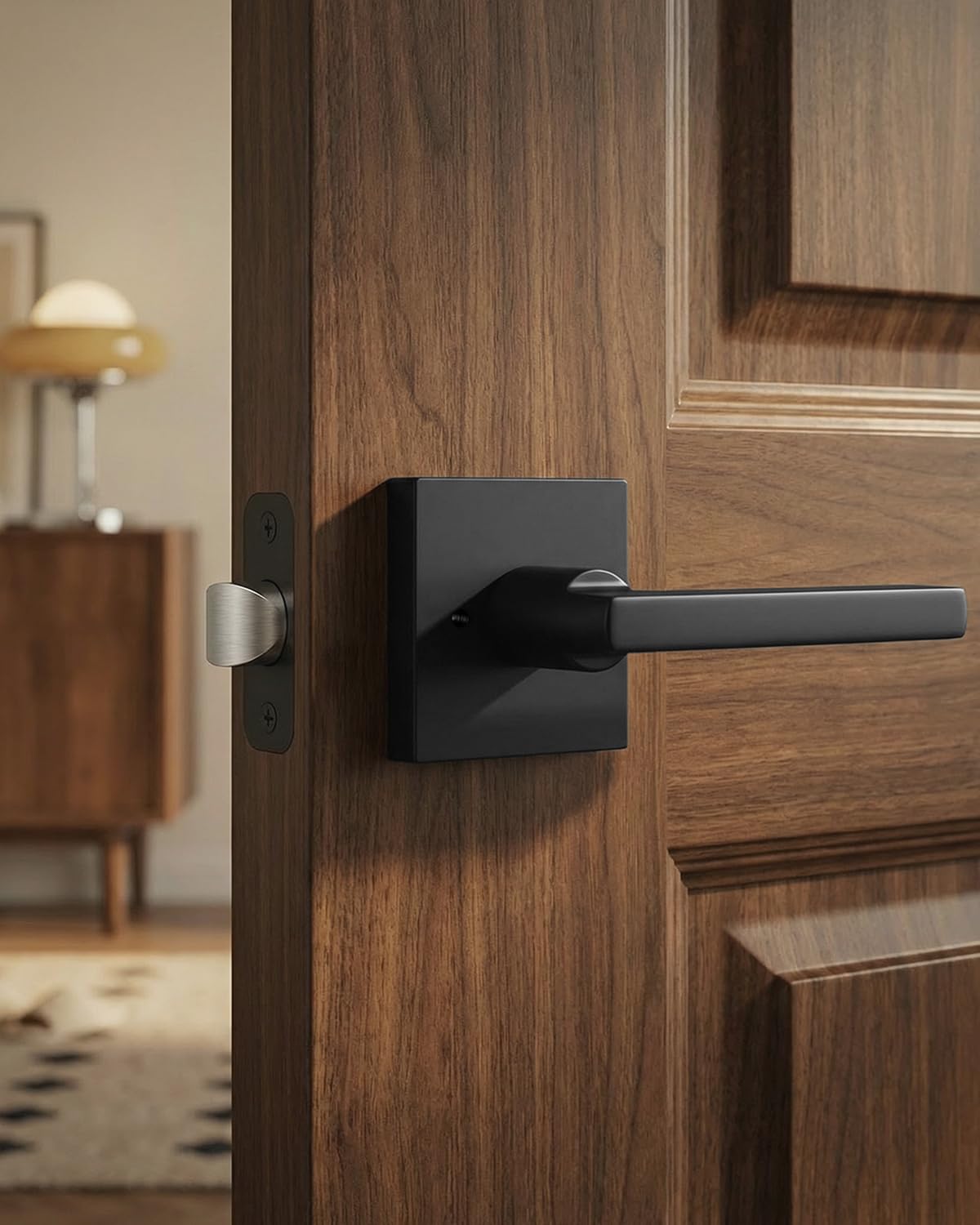 Matte Black Door Handles Interior, Privacy Door Handle 2 Pack