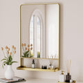 18" x 28" Gold Bathroom Mirror with Shelf, Rounded Corner