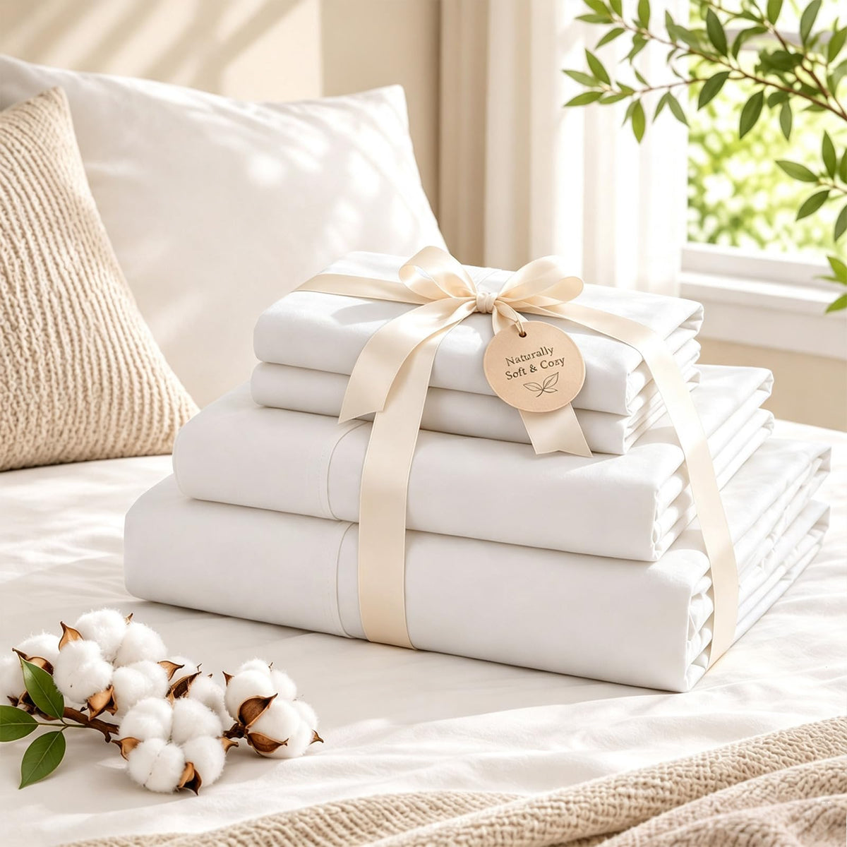 Washed Cotton Sheets, Linen-Like Texture, 16" Deep Pocket