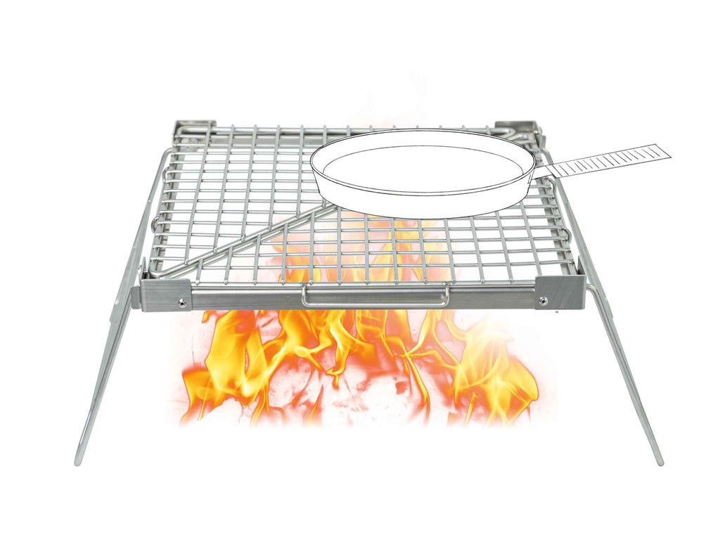 Secondary Combustion Portable Grill Firepit, 304 Stainless Steel Low Smoke Camping Grill with Removable Platform