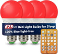 LED Red Light Bulbs for Sleep with Remote Control, E26 Circadian Light Bulb A15, 5W(40W Equivalent) for Sleep