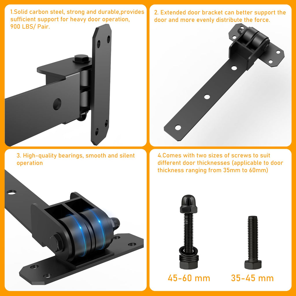 Heavy Duty Gate Hinges, 900 Lbs Capacity and Built-in Ball Bearings