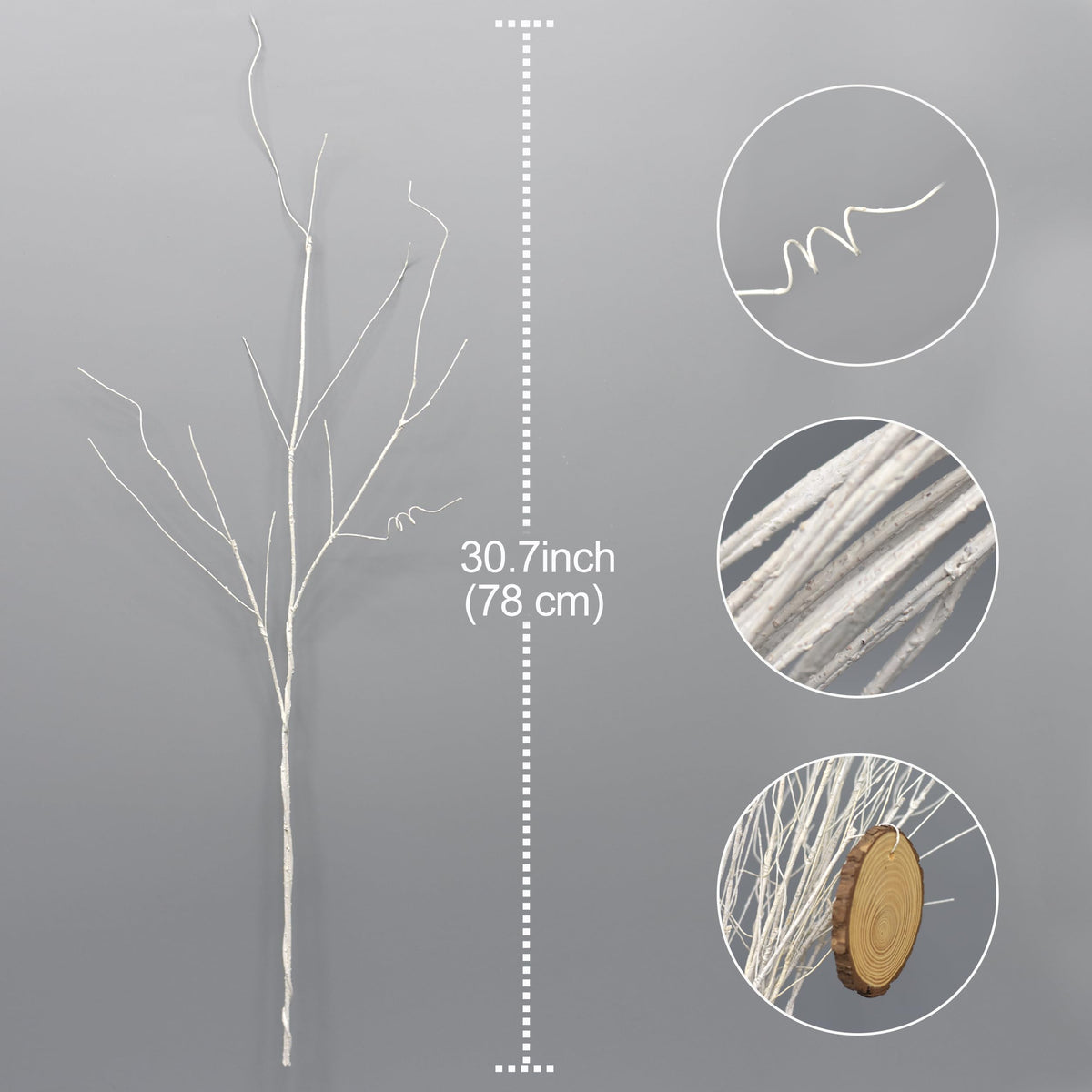 10PCS Artificial White Birch Branches, Bendable Winter Twigs Stems