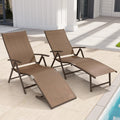 Lounge Chair Outdoor, Folding Pool Chaise Chairs Set of 2 (Brown) | Rust-Resistant Aluminum Frame, 8-Position