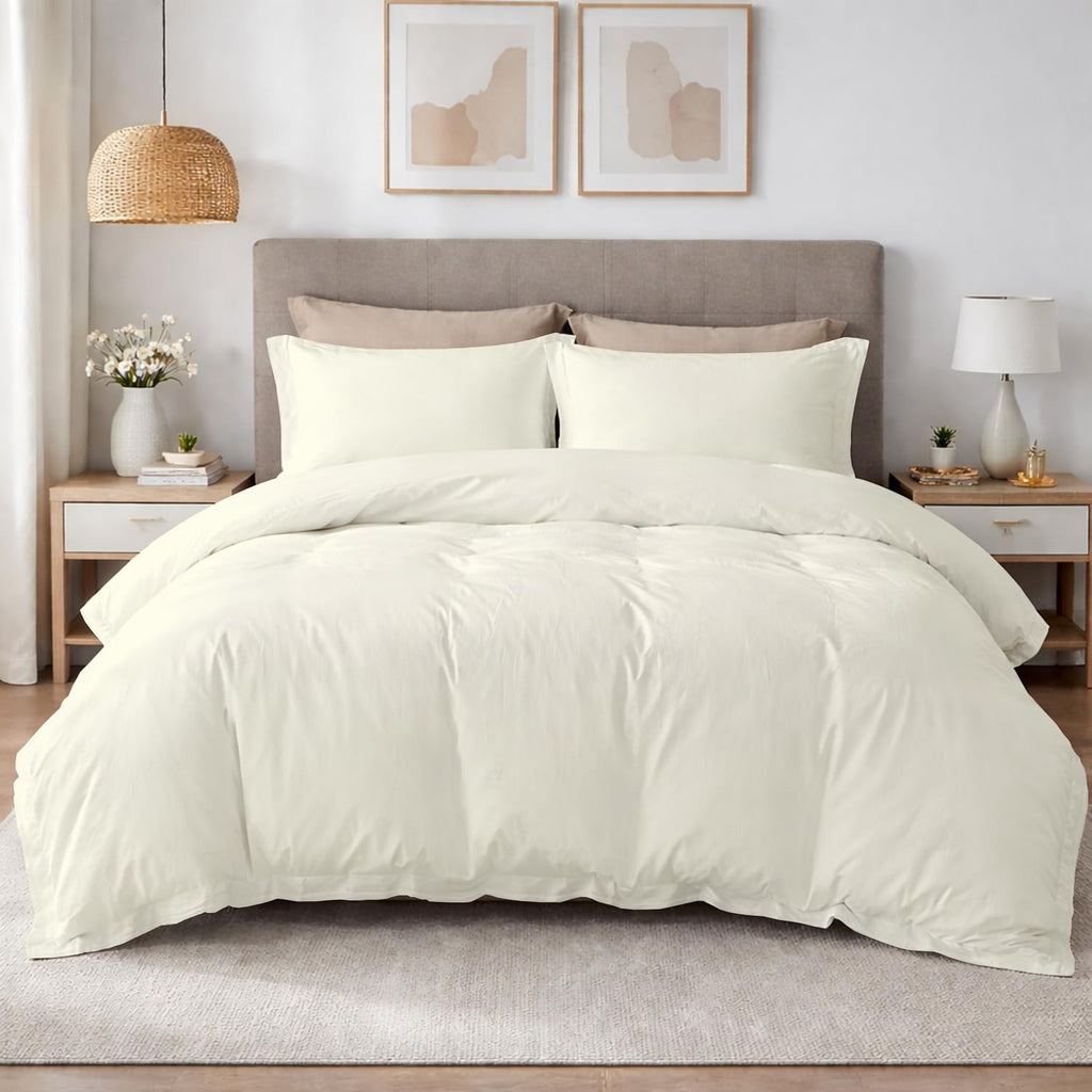 Alaskan King Duvet Cover Set - 132x120 Inch, 100% Egyptian Cotton, All Season Hotel Luxury 3-Piece Extra Large