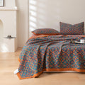 100% Cotton Muslin Blanket Jacquard Bohomian Mandala Floral Print Quilt, Soft Bed Cover Reversible Bedspread Coverlet