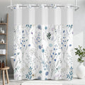 No Hook Watercolor Floral Shower Curtain and Liner Set, Hotel Style Waterproof Fabric Shower Curtain with See Through