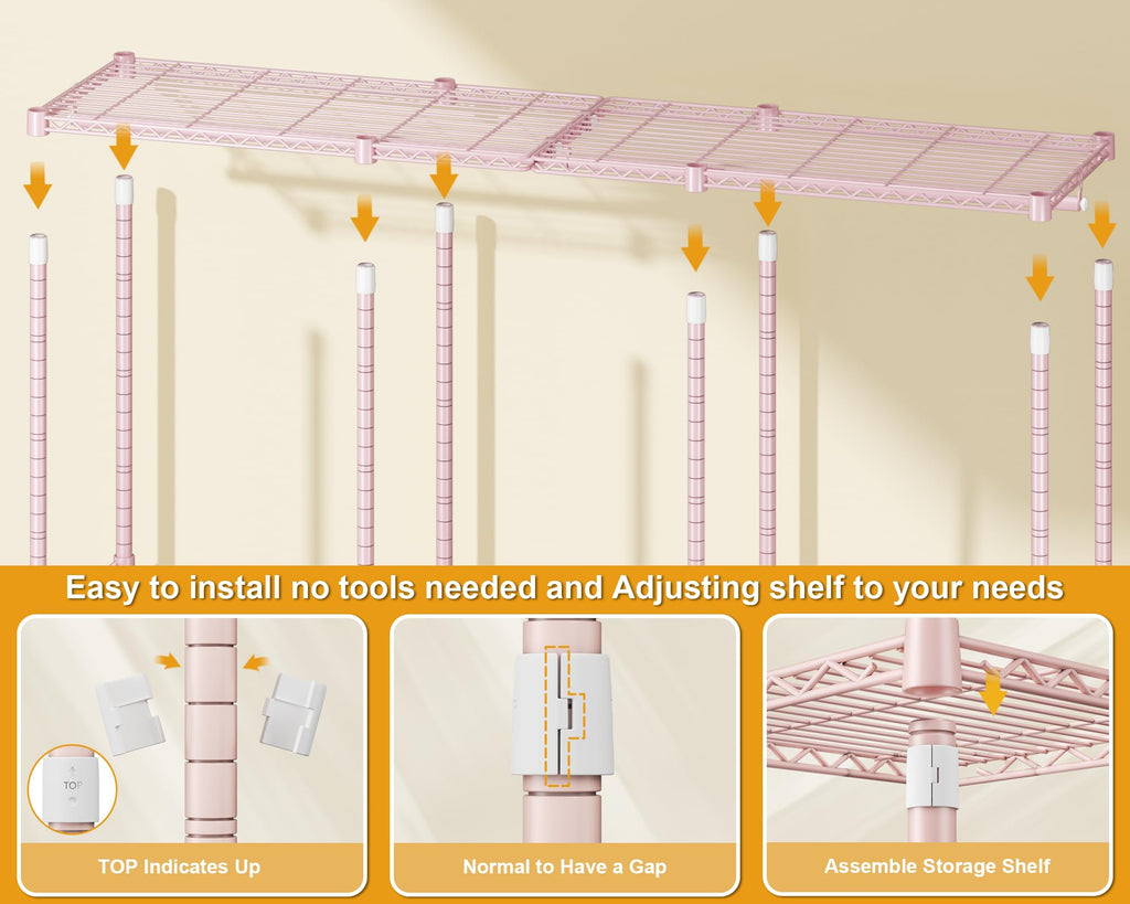 E14 Pro Heavy Duty Clothes Rack,Freestanding Clothing Racks for Hanging Clothes,Adjustable Closet Organizers and
