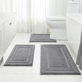 Bathroom Rugs Sets 3 Piece, Super Soft and Absorbent Non Slip Microfiber Toilet Bath Mat with U-Shaped (Grey)
