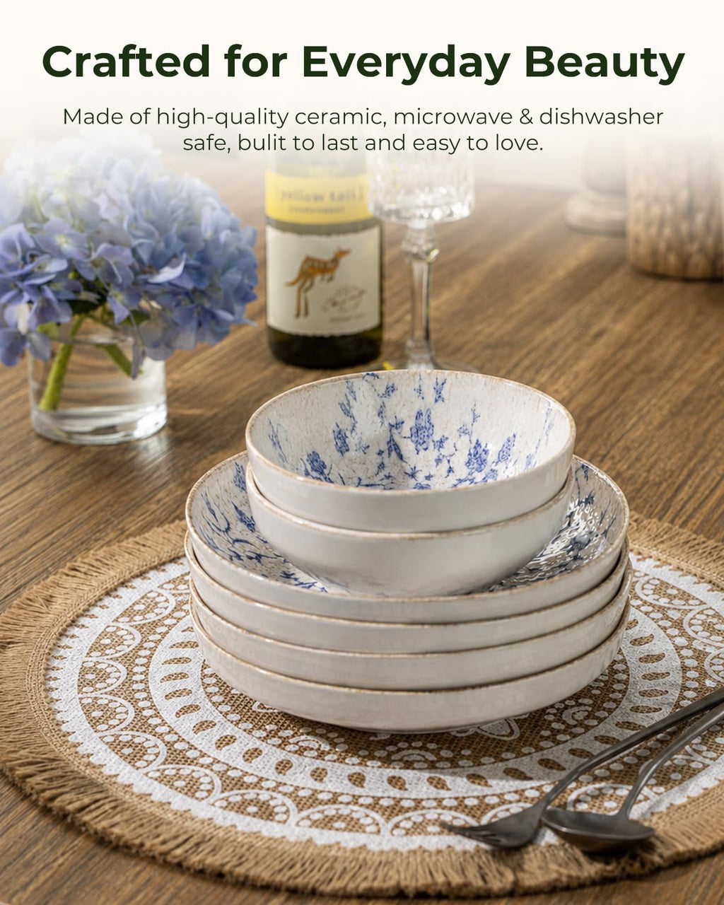 Plates and Bowls Sets, 24 Pieces Dinnerware Sets for 6, Dishes Sets