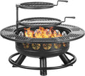 36-Inch Outdoor Wood Burning Fire Pit with Two Cooking Grills
