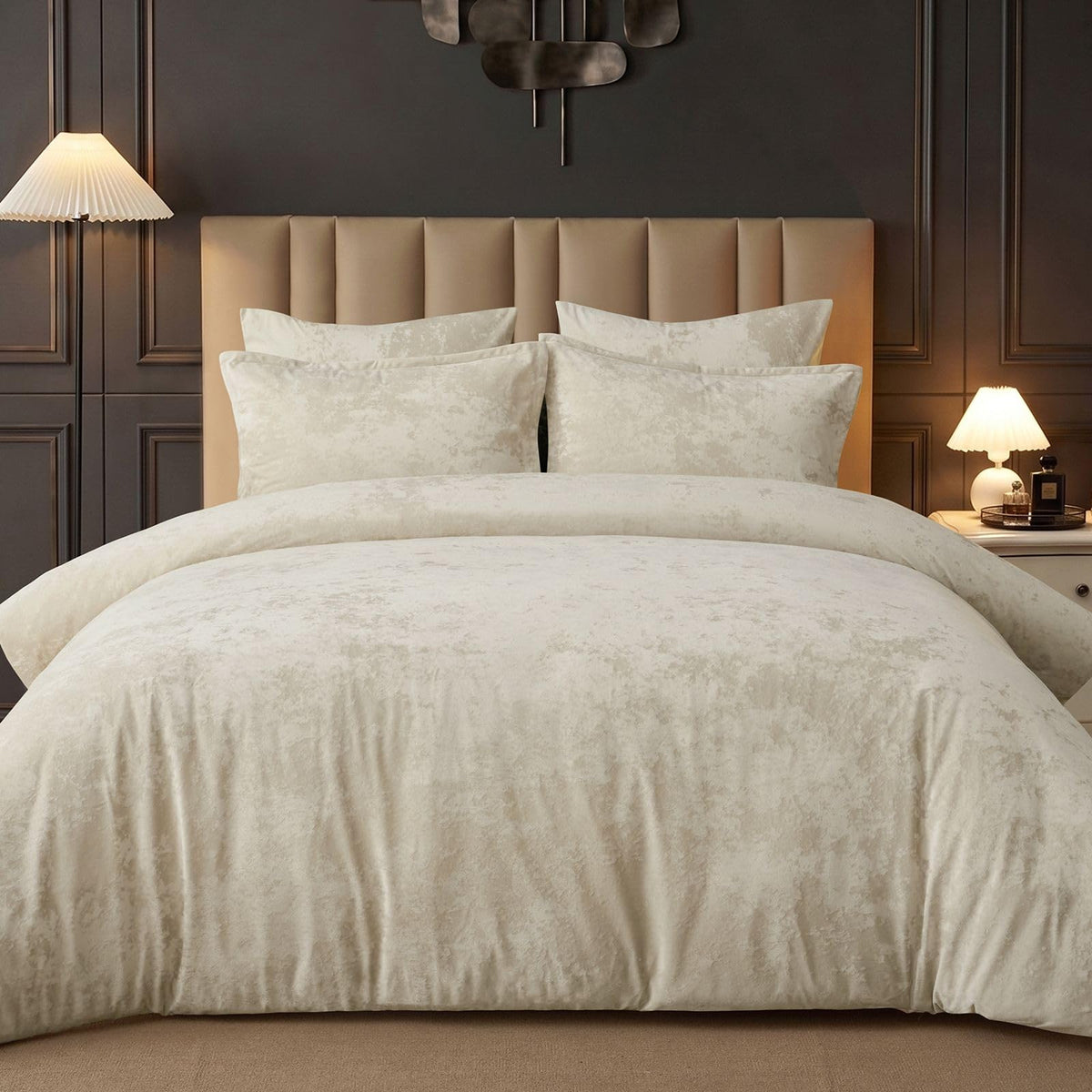 Crushed Velvet Comforter King Sand, 5-Pc Winter Set
