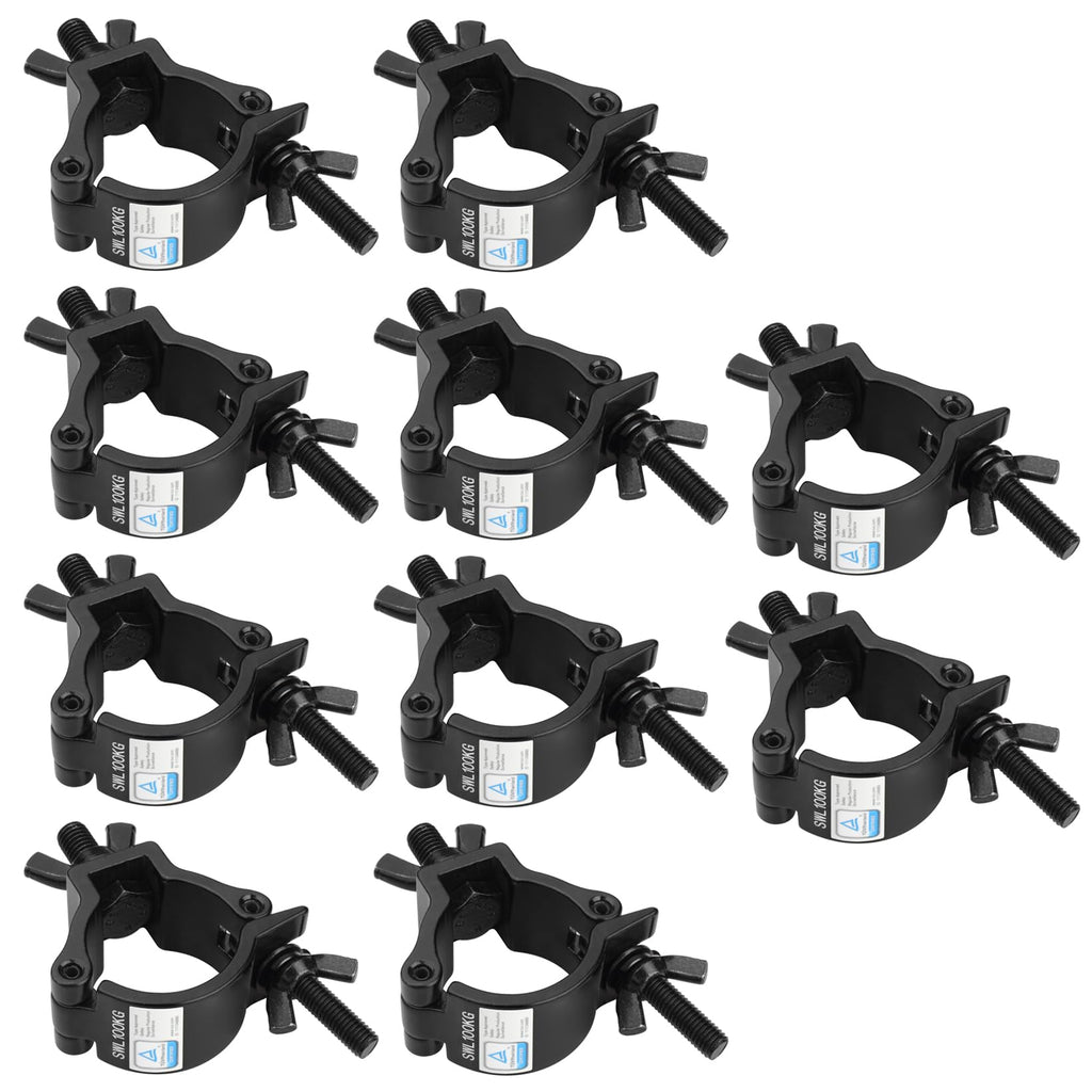10 Pack Black OD 2"Truss Clamps for DJ, Stage Light, Max Load 220lbs