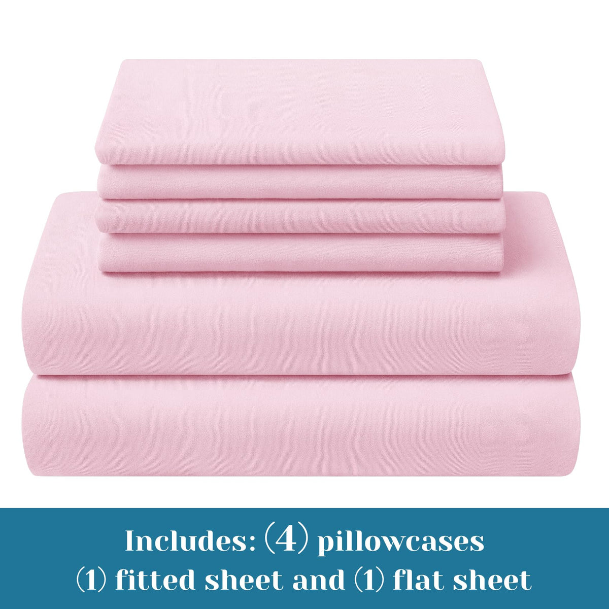 Jersey Knit Queen Sheet Set 6 Pieces, Stretch Super Soft and Wrinkle-Free Bed Sheets, Spandex Blend with 18-inch Deep