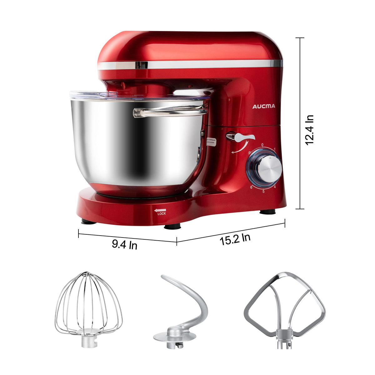 Stand Mixer,6.5-QT 660W 6-Speed Tilt-Head Food Mixer, Kitchen Electric Mixer with Dough Hook, Wire Whip & Beater