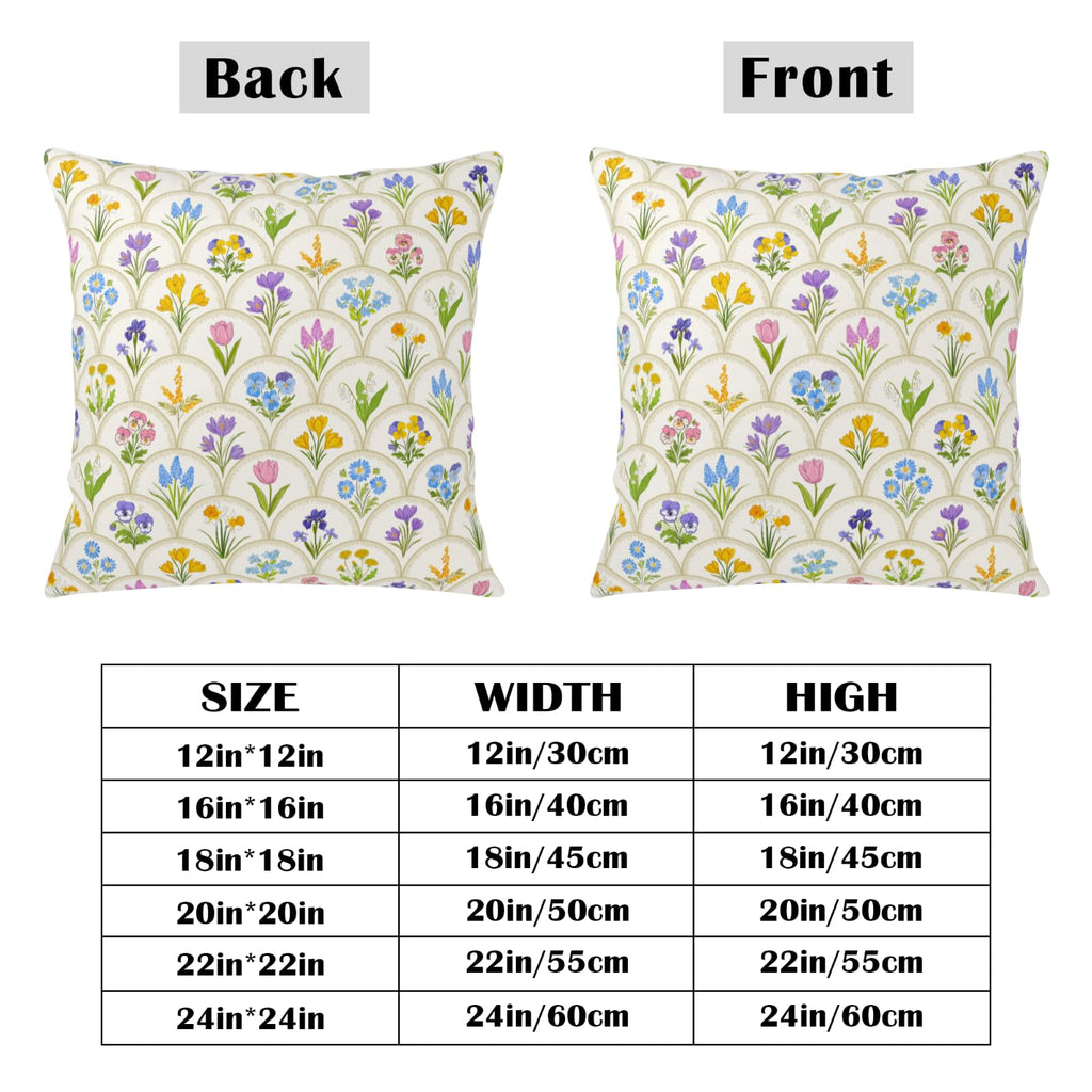 Spring Floral Throw Pillow Covers 16x16 Set of 2 Pink Yellow Blue Flower Decorative Pillow Case Outdoor Farmhouse