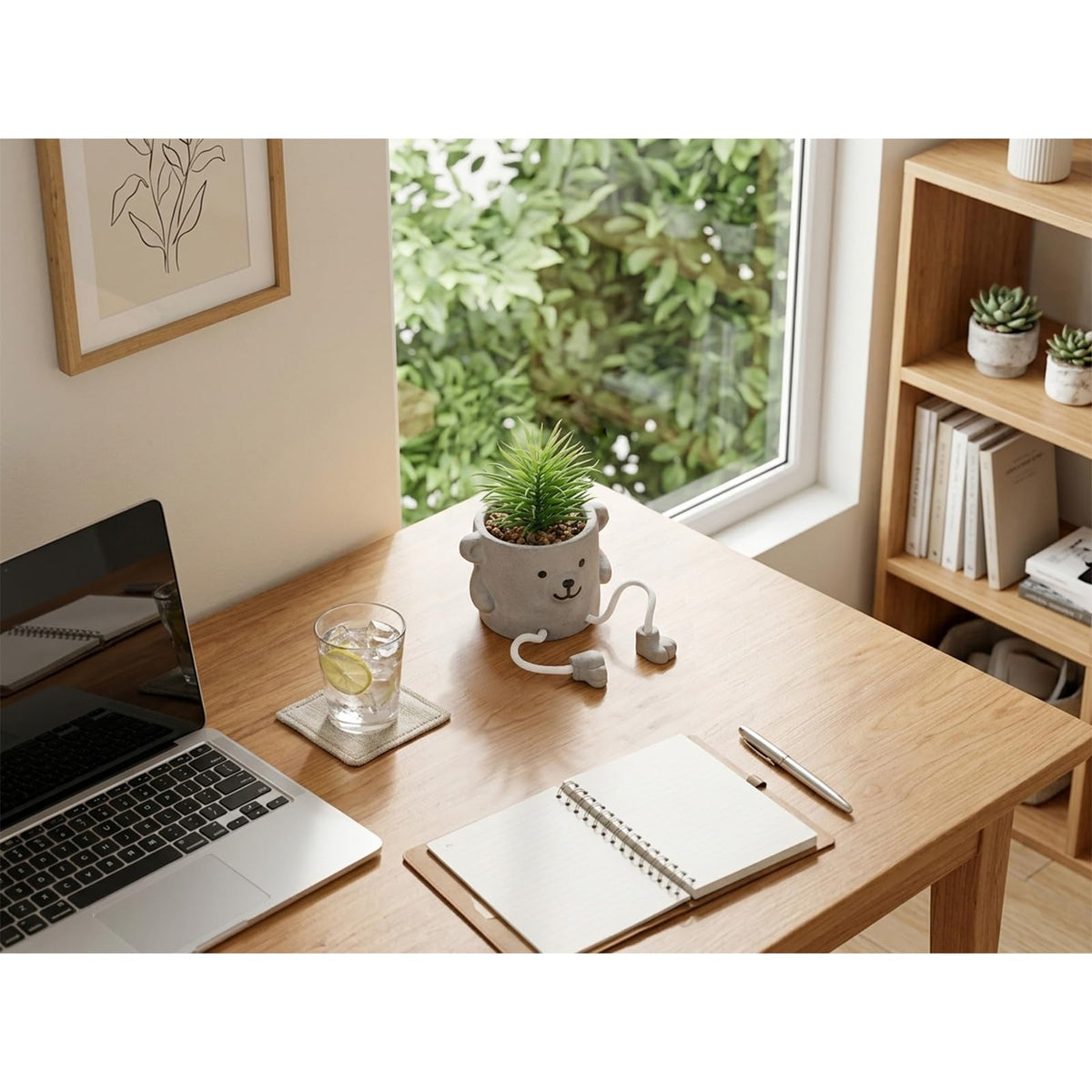 Fake Desk Plants in Cement Pots, Faux Plant Succulents Shelf Decorations, Funny Artificial Succulent Plants Desk