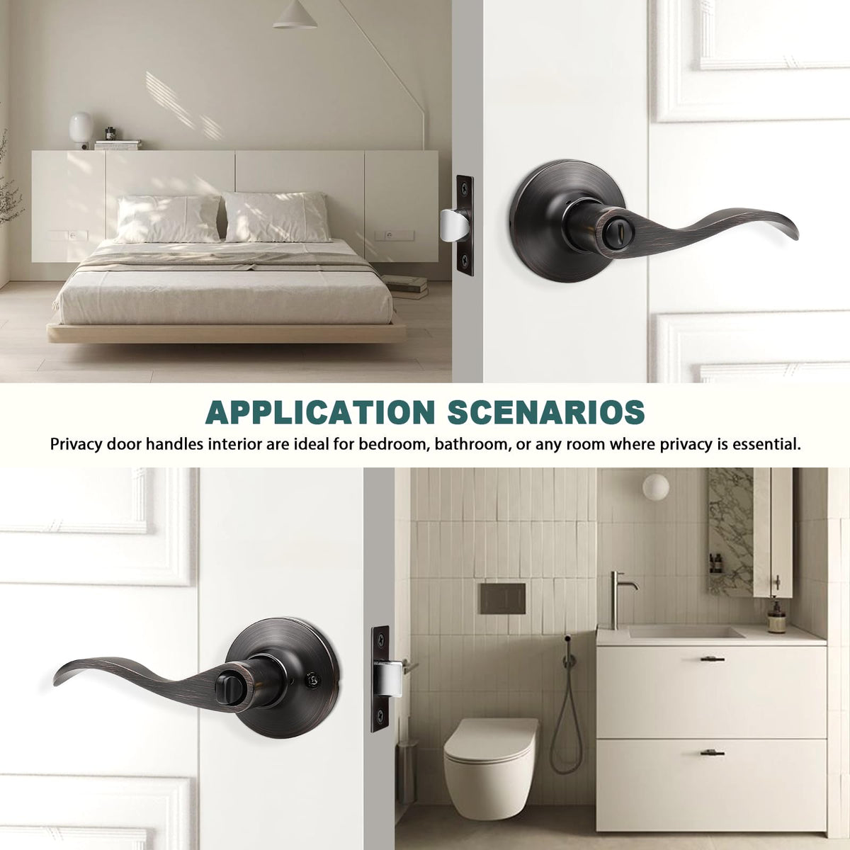1 Pack Privacy Door Handles Interior Oil Rubbed Bronze Door Handles Bathroom Privacy Door Levers Keyless Door Hardware