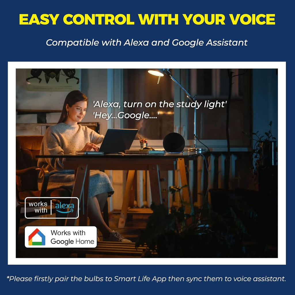 E12 Smart Light Bulbs Compatible with Alexa/Google Home, 1PC