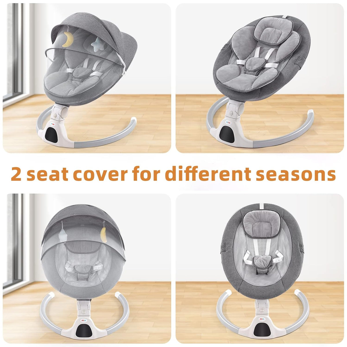 Baby Swing for Infants - Electric Portable Newborn Bouncer, Timing Function, 5 Speeds, 3 Seat Positions for Boys
