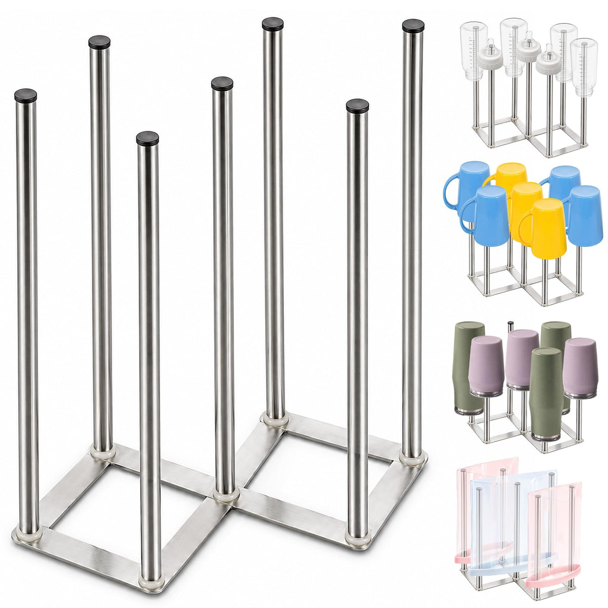 Foldable Bottle Drying Rack, Baby Bottle Drying Rack, Collapsible Cup Draining Holder, Retractable Reusable Stainless