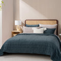 Luxury Ruched Velvet Quilt Set, Stormy Blue