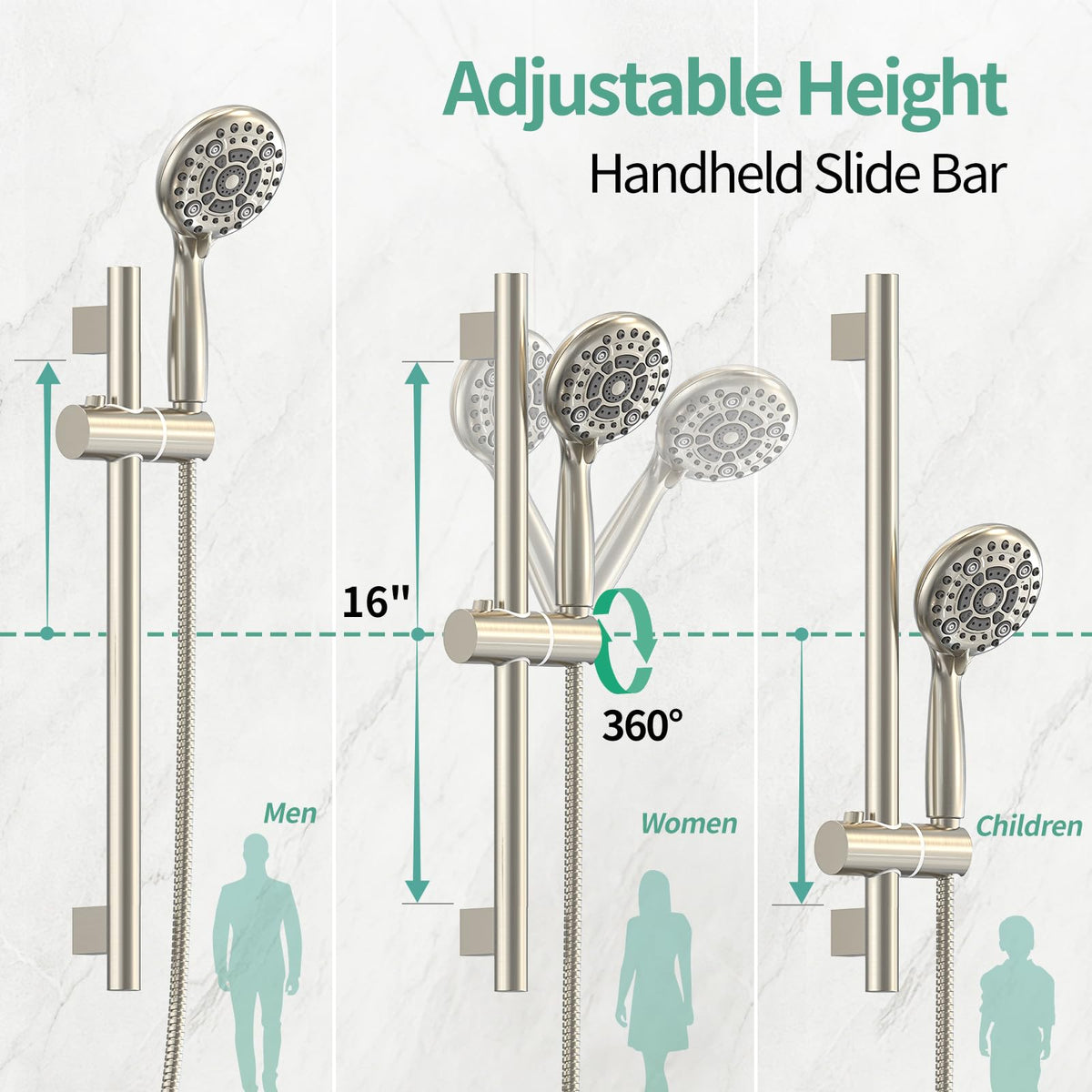 12" Shower Faucet Set with Shower Slide Bar,Brushed Nickel