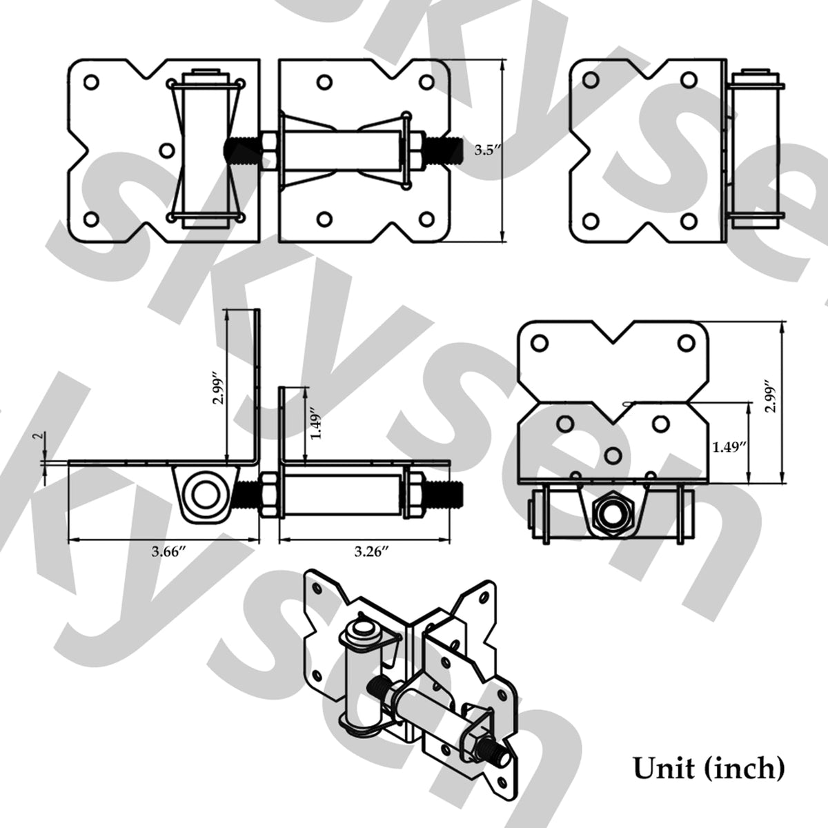 Carbon Steel Vinyl Wood Fence Self Closing Gate Hinges Black(2063-cs-p)