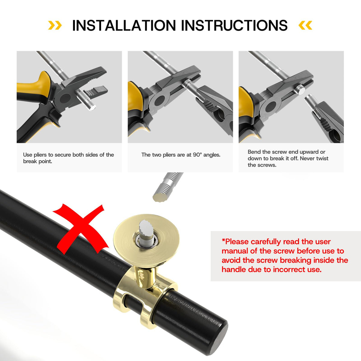 20 Pack 6-1/4 Inch Hole Center Black and Gold Cabinet Handles